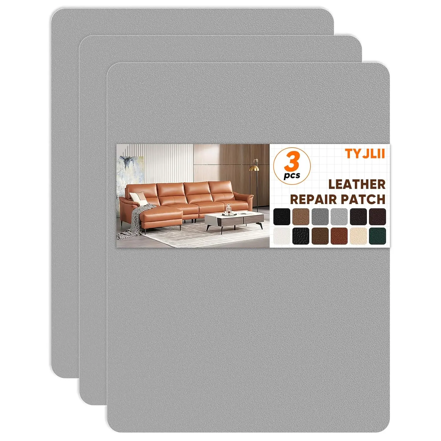 Self-Adhesive Leather Repair Patch Kit, 8.3in x 11in Vinyl Patch for Furniture, Car Seats (Grey), Patch Repair Leather