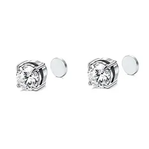 2025 Trendy Magnetic Earrings - Stainless Steel Non-Piercing Studs with CZ Stones | Hypoallergenic Fake Ear Jewelry for Men & Women (6mm/8mm)