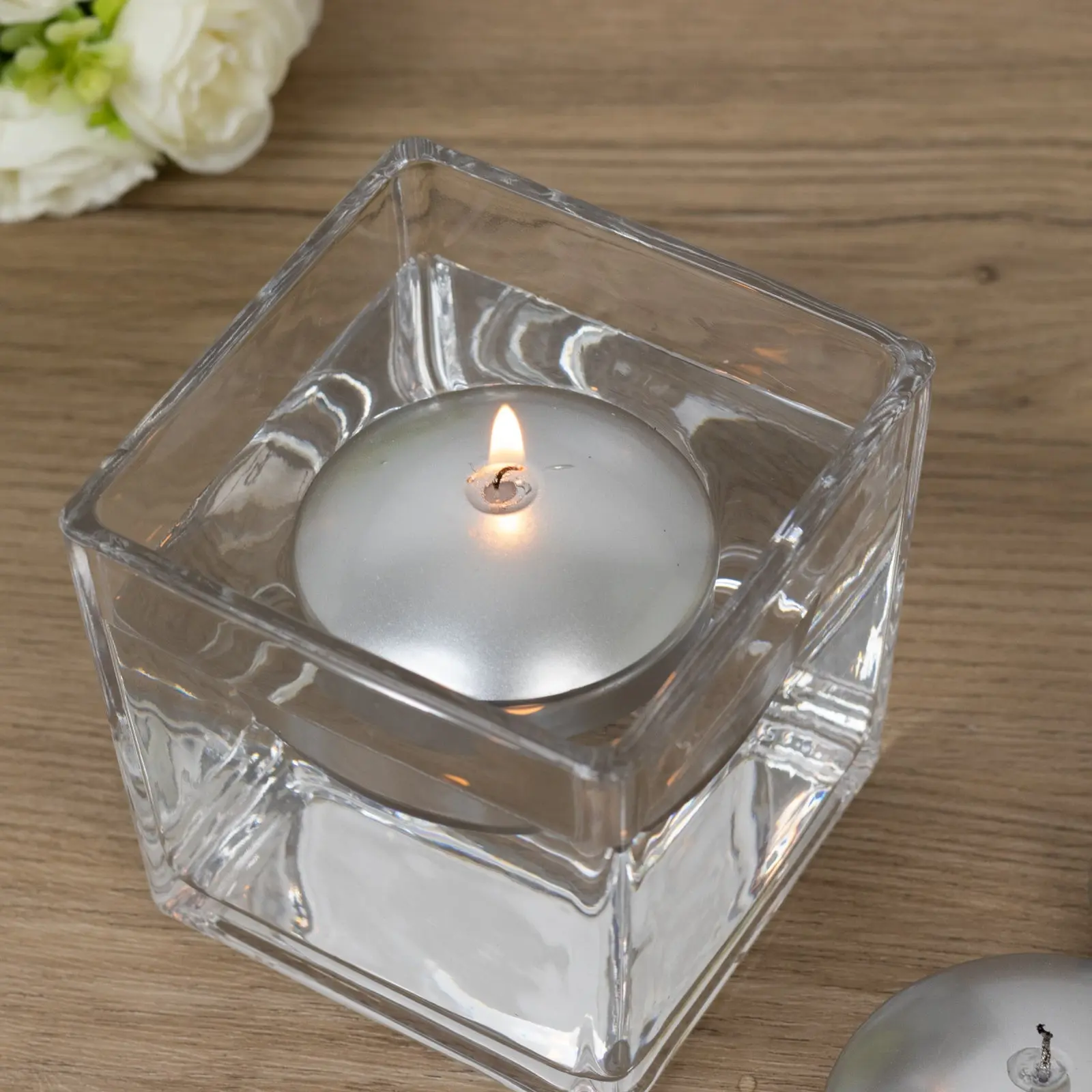 12 Pack Silver Floating Candles, 3" Unscented Dripless Wax Discs for Centerpieces