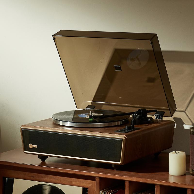 Arkrocket Huygens 2 Speed Turntable with 30W Hi-fi Built-in Speakers Mid-century Vintage style - Walnut vinyl aespa cd cassette player