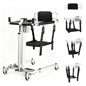 Electric Patient Lift, 280 lbs Capacity Foldable Power Lift Chair for Elderly – Adjustable Height 33.8"-47.6", Portable Transfer Lift for Home, Shower & Bathroom Use