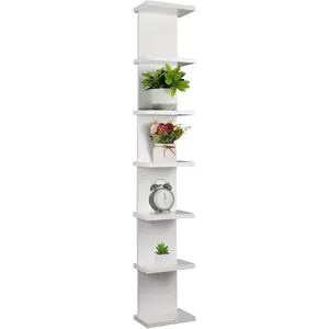 7 Tier Wall Shelf Unit - Lack Floating Shelf, Compact Display Floating Shelf, Vertical Column Wall Decor Mount Floating Storage Organizer Tall Tower Shelf for Bedrooms, Living Rooms(White)