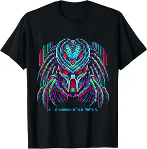 Graphic Colorful Face Predator T-Shirt | Unisex Cotton T-Shirt | Unique Gift Tee