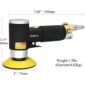 2 3-inch Mini Orbital Dual Action Air Sander Air Polisher Super Smooth and Swirl Freely for Auto Body Work (BLACK)