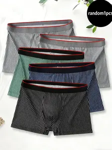 Men's High-End Striped Underwear, Knitted Elastic Lingerie, Soft Comfortable Fit, Perfect for Sports & Daily Wear, Random 1 Piece Pack