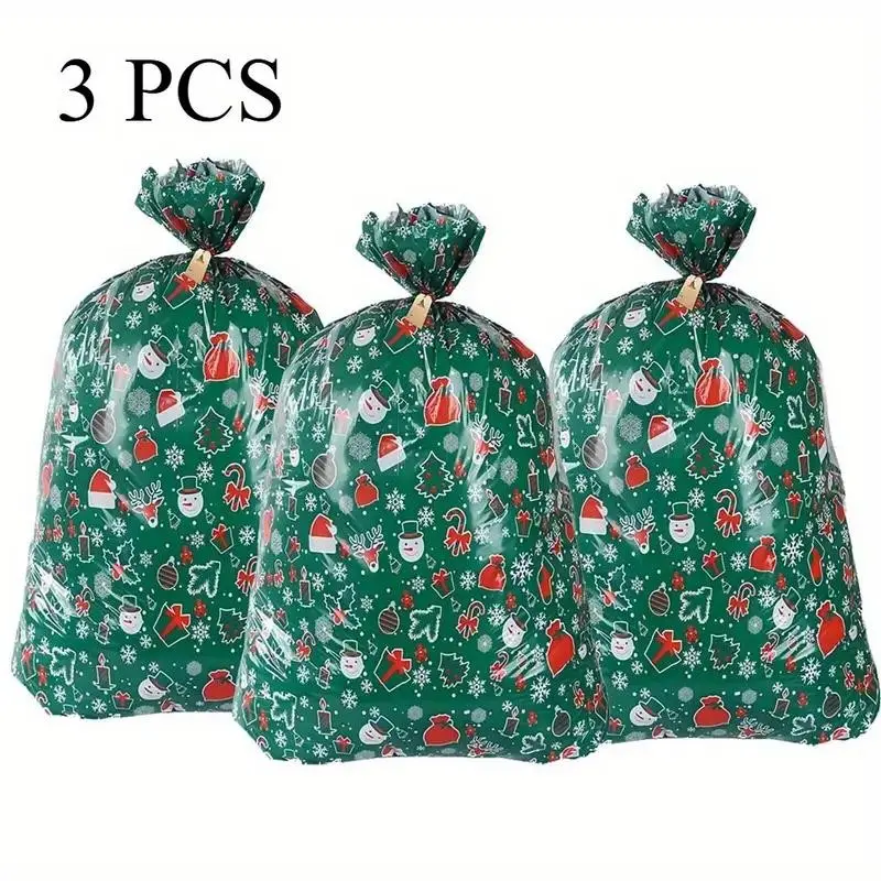 Extra Large Christmas Gift Bags, Giant 36x56in Heavy-Duty Plastic, Santa Claus & Snowflake Design, Gift Wrapping Supplies, Perfect for Holiday Gifts