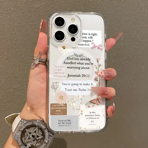 Magnetic MagSafe Fit TPU Smartphone Case for iPhone 11-17 Pro Max, Bible Verses Collage Design, Ultra Slim, Shockproof, Resistance, Long-Lasting Mobile Phone Accessories for Handheld Protection