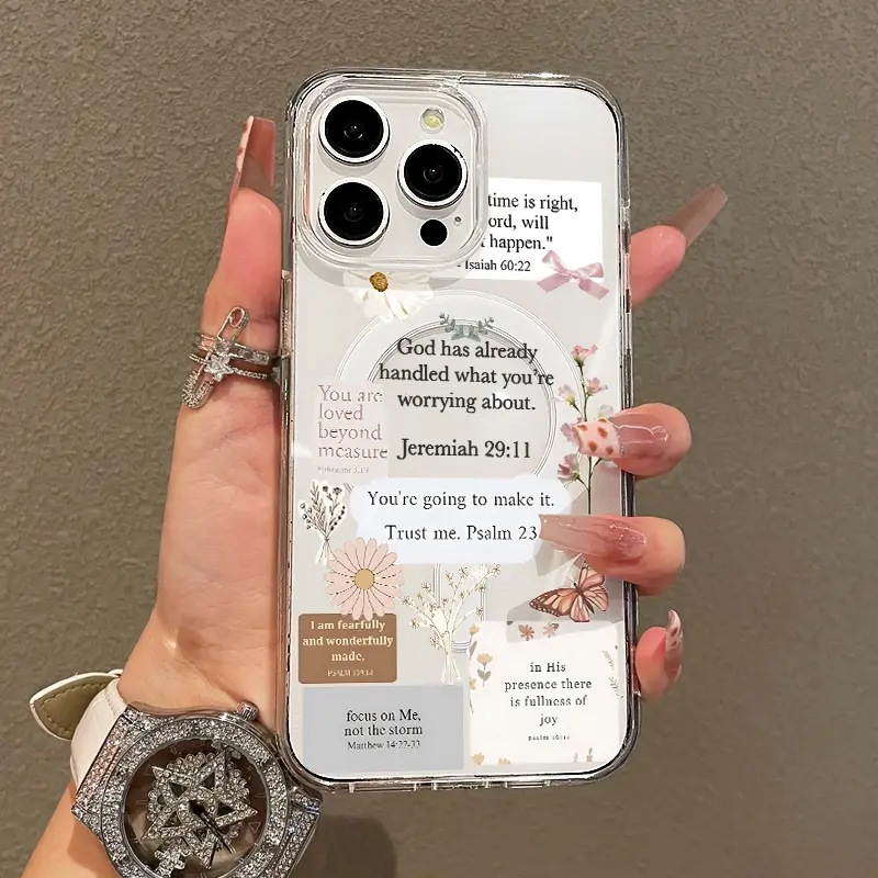 Trendy Magnetic Case for iPhone11/12/13/14/15/16/17/promax, Bible Verses Collage Ultra Slim, MagSafe Support, Shockproof | Playful & Fun Style Aesthetic