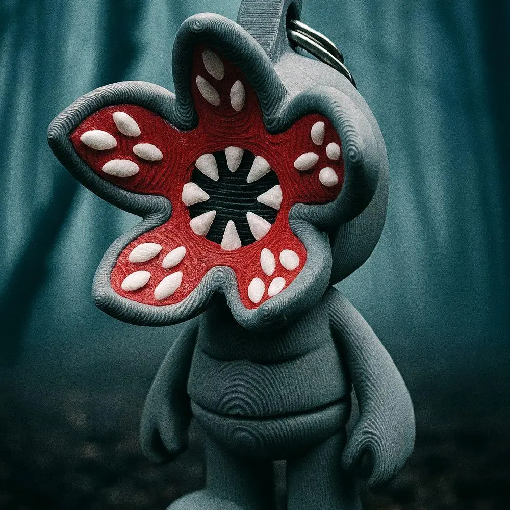 Demo Flower Monster Keychain – Articulated Horror Creature – 3D Printed Flexi Fidget