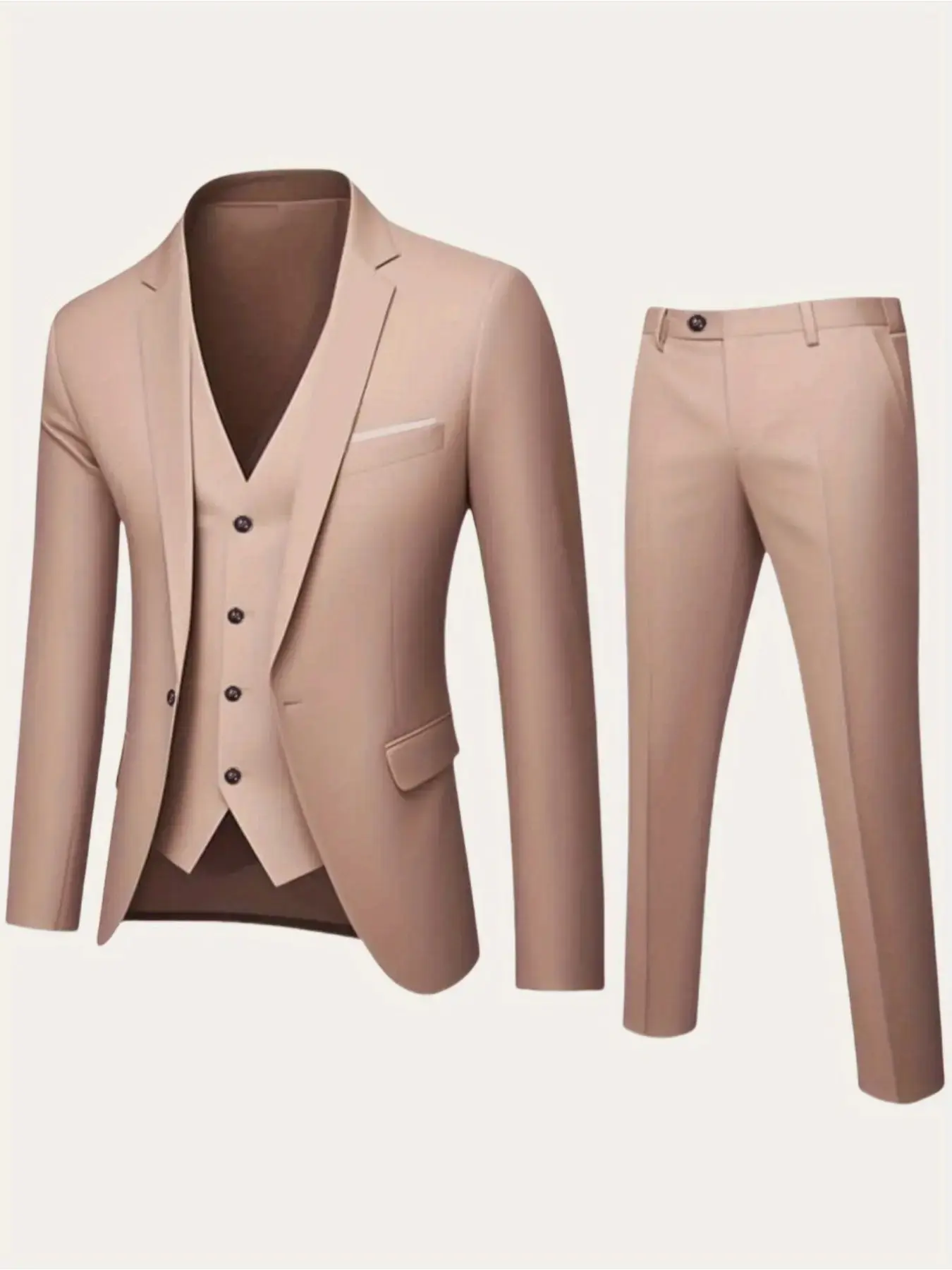 Men's 3pcs Suit- Slim Fit Tuxedo Set for Weddings& Formal Occasions, Black Suit with White Shirt& Pants, Perfect for Office Meetings and Events, Formal Attire, Business Work Clothes, Business wear, Durable Wedding Wear, Long Sleeve