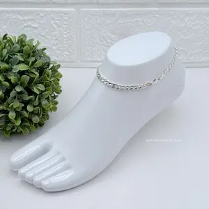 950 Silver Cuban Link Chain Anklet 5mm Wide Elegant and Versatile Foot Jewelry Accessory