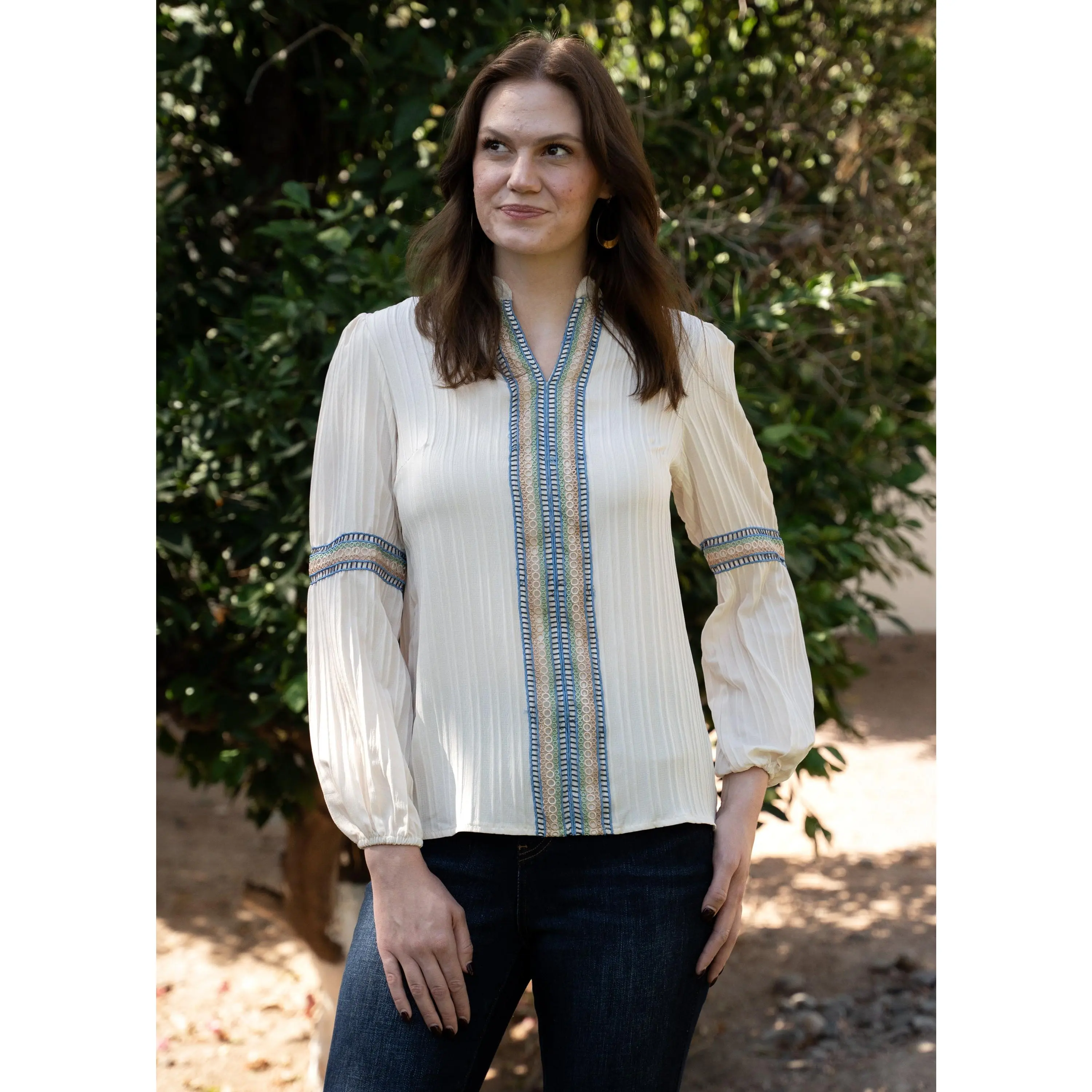 Grecian Balloon Sleeve Blouse