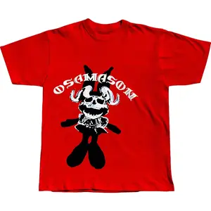 Osamason Skull Graphic T-Shirt Red Rage Aesthetic Underground Rap Streetwear Tee Unisex