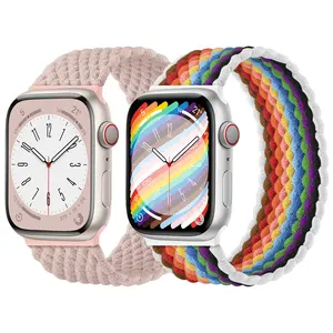 Knitted Single Loop Apple Watch Band 40mm-46mm, Elastic Nylon Sport Strap for Iwatch Series 1-11 Se, Unisex Fit