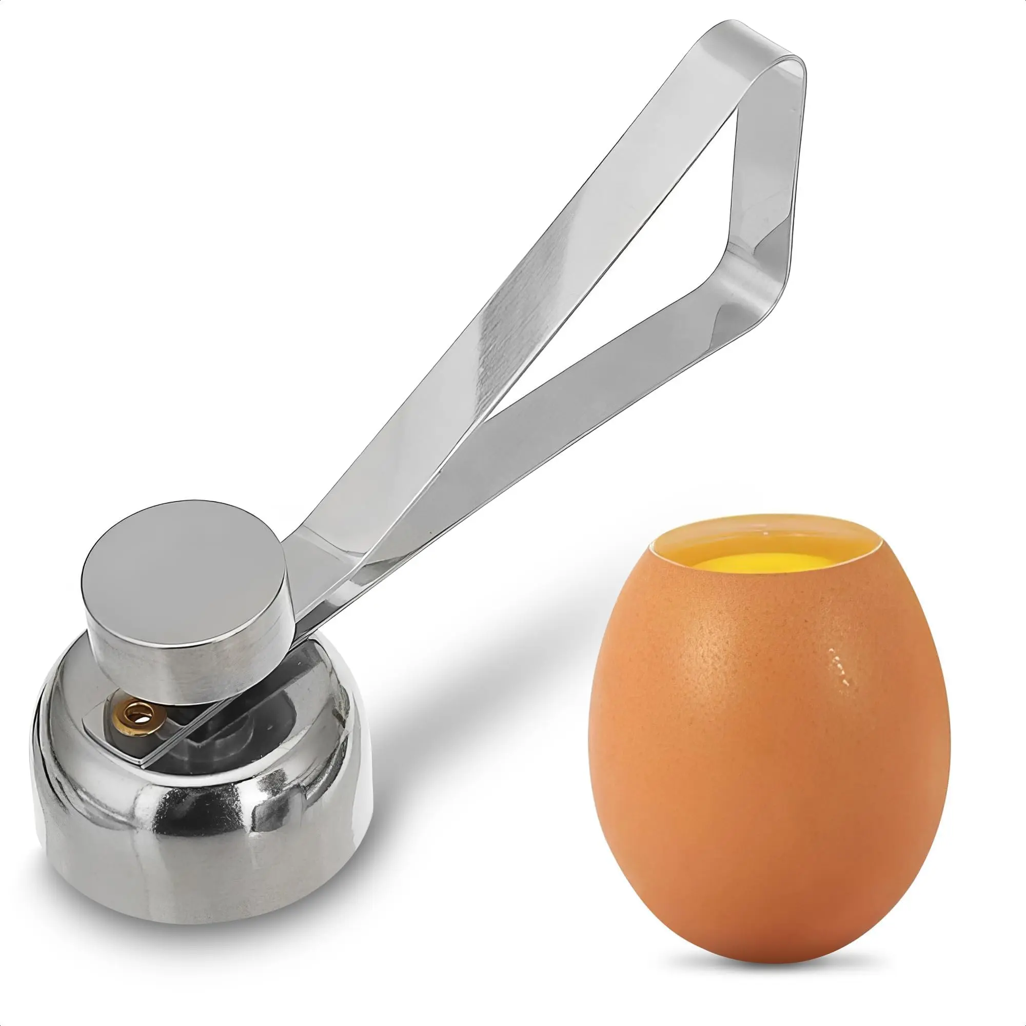Stainless Steel Egg Cracker, Adjustable Egg Shell Opener with Ergonomic Handle, Durable Kitchen Gadget for Custards, Cakes & Baking, Utensils