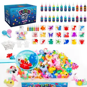 Kiditos Magic Water Elf Toy Kit – 24 Assorted Magic Gels + 6 Glitter Powders & 20 Molds – Summer STEM DIY Kit for Kids – Make Water Pets, Explore Science Fun & Creative Crafts for Ages 3+