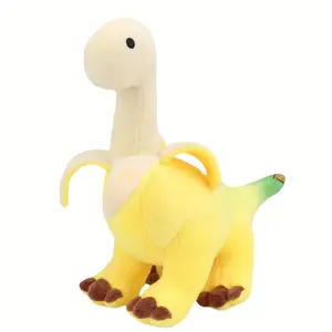 Cute Banana Brontosaurus Design Plush Toy, Soft Stuffed Dinosaur Animal Plushie, Cartoon Banana Soft Dinosaur Doll, Home Decoration, Plushies, Stuffed Animals