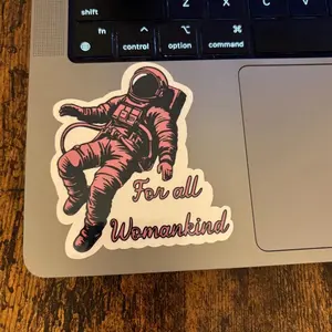 Holographic Astronaut Sticker – Feminist Space Exploration Art Artemis 2 Stickers