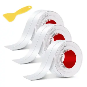 Caulk Tape, 3 Roll White Self Adhesive Caulk Strip , Caulking Sealant Tape for Kitchen, Countertop, Bathroom, Sink, Shower, Bathtub, Toilet Edge Protector with Sealing Tool