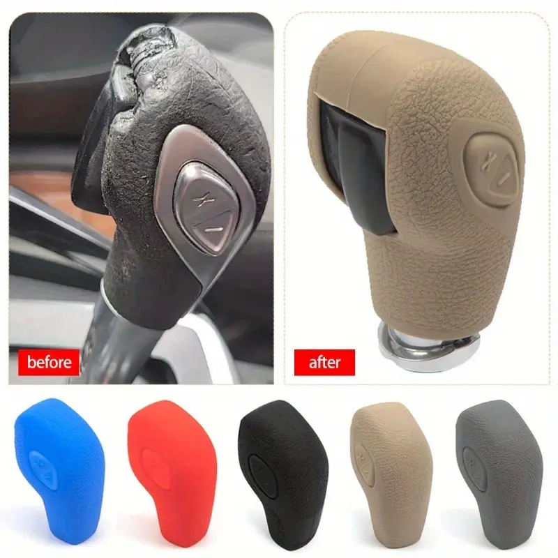 1pc Car Silicone Gear Shift Knob Cover - For Ford EcoSport, Escape, Fusion, C-Max, Wagon, Fiesta, Focus, Transit, Van, Escort, Mondeo - Universal Fit - Enhance Driving Comfort - Great Gift for Car Enthusiasts