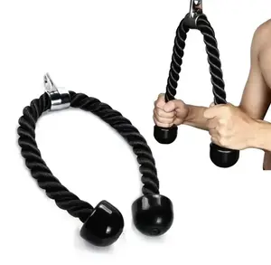27 Inch Tricep Rope Cable Machine Attachment, Heavy Duty Coated Nylon Pulldown Rope with Solid Rubber Ends, Fitness Gym Accessory for Tricep Workouts