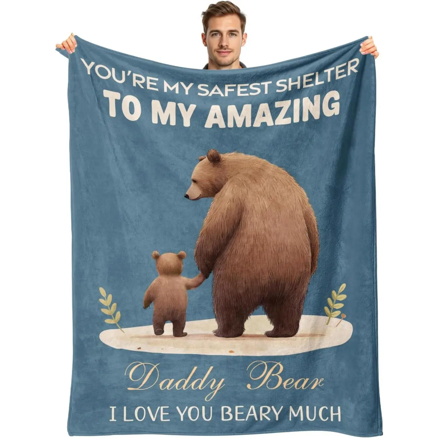 Fathers Day Blanket Gift for Dad - Birthday Gift for Dad from Daughter Son - to My Amazing Daddy Bear Blanket - Dads Birthday Gift - Best Daddy Ever Gift - I Love You Beary Much Blankets 50"X60"