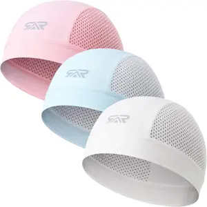 3Pcs Breathable Mesh Skull Cap,Lightweight Quick Dry Helmet Liner for Men Women, Cooling Cycling Beanies