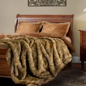 Faux Fur Throw Blanket Large Ochre 150x200cm Luxury Fuzzy Warm Cozy Fluffy Fur Blanket for Bed, Sofa, Couch Home Decor breathable  cooling plush picnic decoration soft lightweight flannel blanket