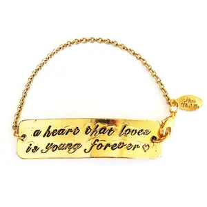 A Heart That Loves is Young Forever  Hand Stamped Chain Bracelet