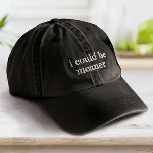 Embroidered I Could Be Meaner Baseball Hat, Spicy Attitude Baseball Hat, Sarcastic Hat, Funny Humor Hat, Sarcasm Hat, Funny Quote Hat Black Minimalist Cap with Sun Protection