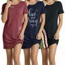 Real Essentials 3 Pack: Women's Printed Nightshirt Short Sleeve Ultra-Soft Nightgown Sleep Dress (Available In Plus Size)