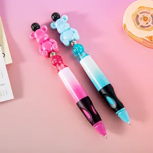 Cute Beaded Rotating Pen, High-Quality Style Neutral Pen, Simple Girl Heart Stationery, Can Write and Rotate, Perfect for Girls, Plastic Beaded Pens