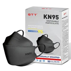200PCS/4packs 5-Layer, Black KN95 3D Fish-Shaped Face Masks, 95% High Filtration Protection,  Individual Packaging, Breathable Disposable Protective Masks, Soft Comfortable Non-Woven Safety Mask for Adults