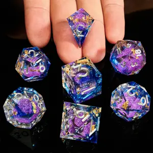 Colorful Resin Dice Set, 7 Counts/set D&D Dice, Retro Mysterious Style Dice for D&d and Fantasy Game Lovers, Perfect Gift for Friends, Polyhedral Dice Set