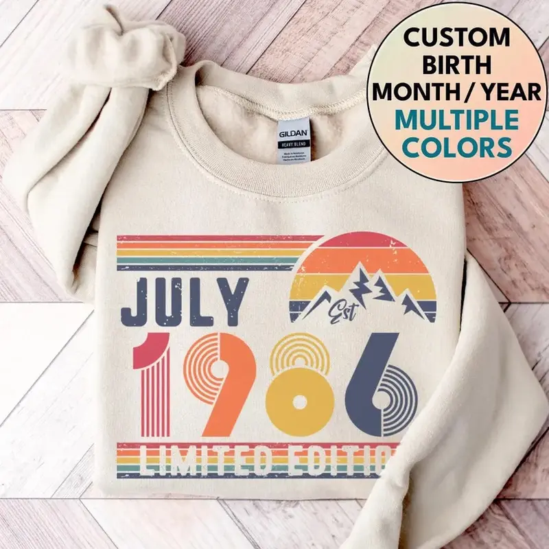 1986 Retro Birthday Sweatshirt – Vintage 40th Birthday Gift – Unisex T-Shirt for Men & Women – Classic 90s Style Party Anniversary Outfit