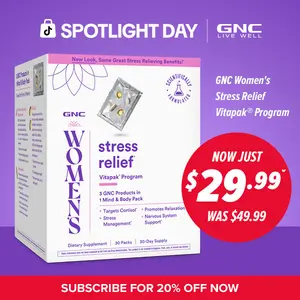 GNC Women's Stress Relief Vitapak, Stress & Cortisol Management with Cognitive Support, 30 Count