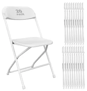 Heavy Duty HDPE Folding Chairs with Steel Frame 350 lb Capacity Portable Stackable Commercial Chairs for Indoor Outdoor Seating Wedding Party Event Office Dining