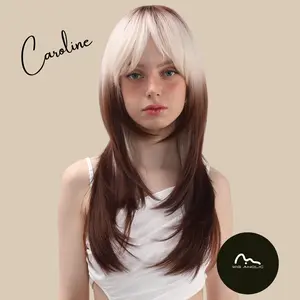 Caroline【WA-SM260】 22" Ombre Blonde with Bangs Wolf-cut Synthetic Wigs for Daily Use/Party