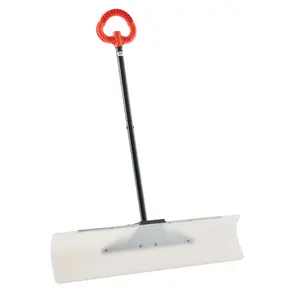 fathersdaygift VEVOR Snow Pusher Shovel, 36 in Outdoor Snowplow Shovel with Ergonomic Grip, HDPE Plastic Blade, Winter Shovels with Segmented Handle, Metal Edged Strip, Portable Snow Removal Tool for Driveway Garden
