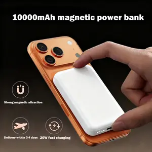 Magnetic Magsafe Power Bank, 10000mAh Chargeable Mobile Accessory, Fast Wireless Charging Portable Smartphone Battery Pack, with Type-C to C Cable, Compatible with iPhone 17/16/15/14/13/12 Series (5000-10000mAh Range)