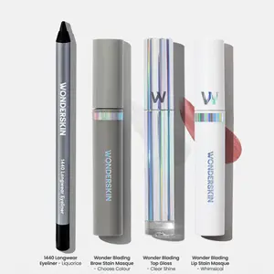 Wonderskin Essentials Set - Longwear Beauty Must-Haves - Lip Stain, Eyeliner, Brow Stain & Clear Gloss Kit