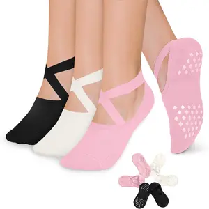 Diu Life 3 Pack Pilates Socks Yoga Socks with Grips for Women Non Slip, Workout, Pure Barre, Ballet, Dance, Hospital Socks