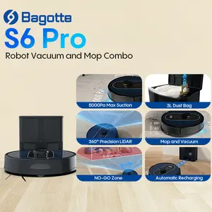 Bagotte S6 Pro Robot Vacuum Cleaner with Self-Emptying Feature Accurate LIDAR Navigation Super Power Mapping APP Control Automatic Carpet Boost