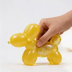 Glitter Balloon Dog Squishy Toy, Slow Rising Maltose Stress Relief Fidget Toy for Kids & Adults