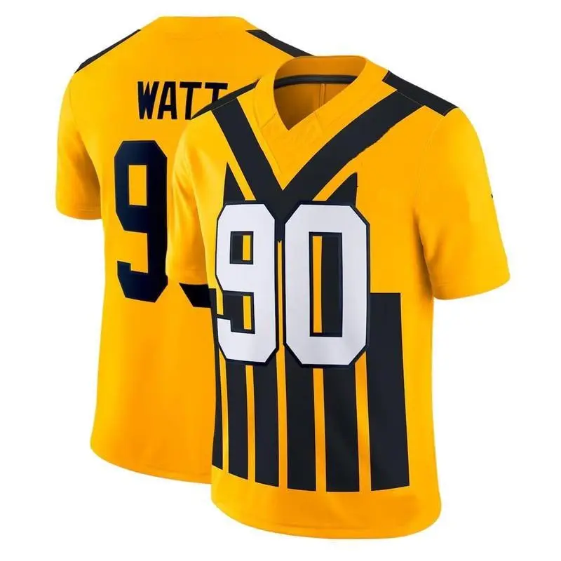 #90 Watt S - 5XL American Football Jersey Breathable Polyester V-Neck Top, Casual Sports Knit Fabric Sweatshirt, Loose Fit for Daily, Training, Party - Four Seasons Rugby Style