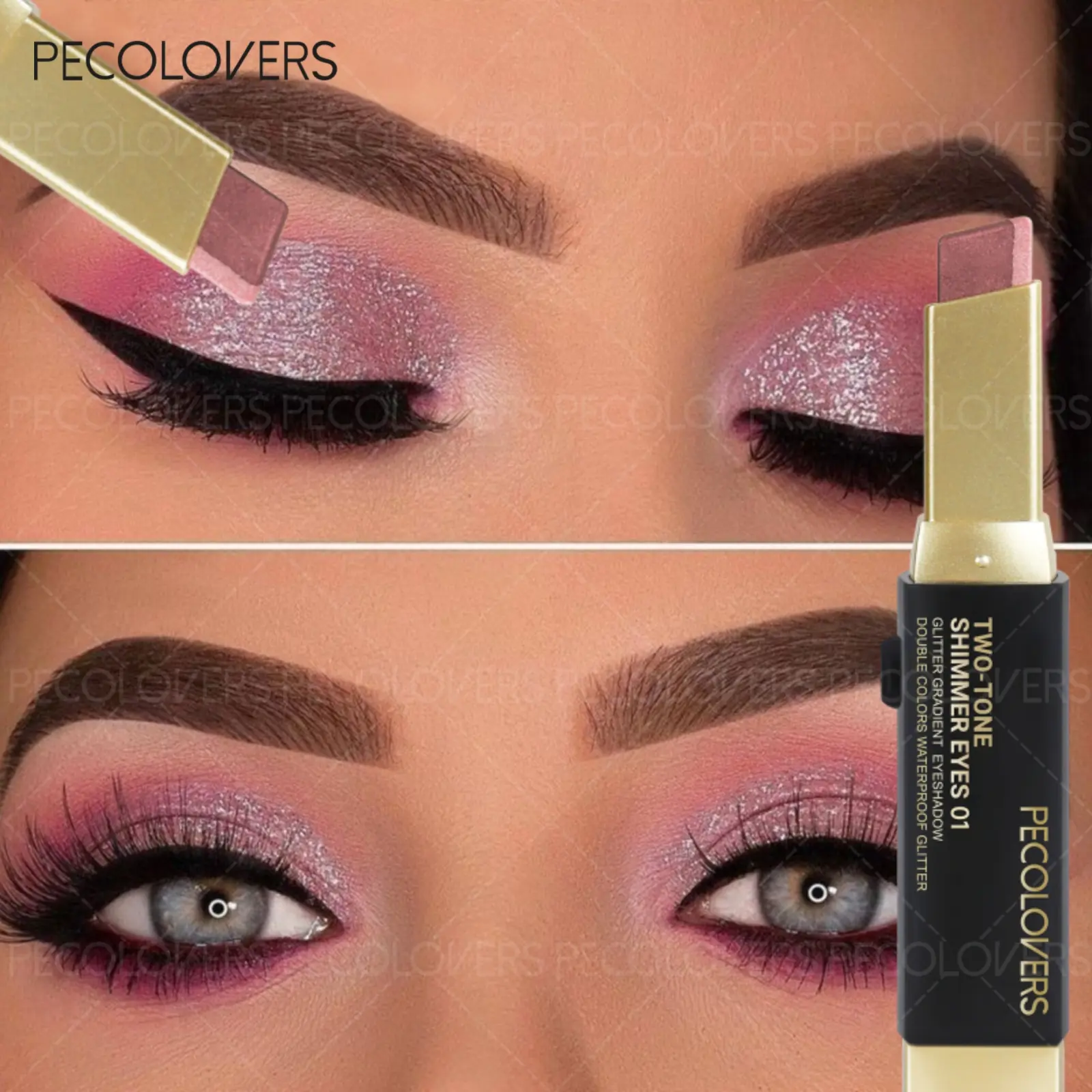 1PC Metallic Glitter Eyeshadow Sticks Long-Lasting Waterproof Dual-Tone Pearlescent Eye Shadow Beauty Gift for Valentine'S Day Glitter Shimmer Eyeshadow Eye Makeup Products