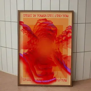 1pc 70s-Inspired Red& Purple Abstract Canvas Wall Arts With No Frame- Hippie Vintage Decor, Retro Gradient Posters With Inspirational Quote For Living Room, Bedroom, Kitchen, Funky Home Decor