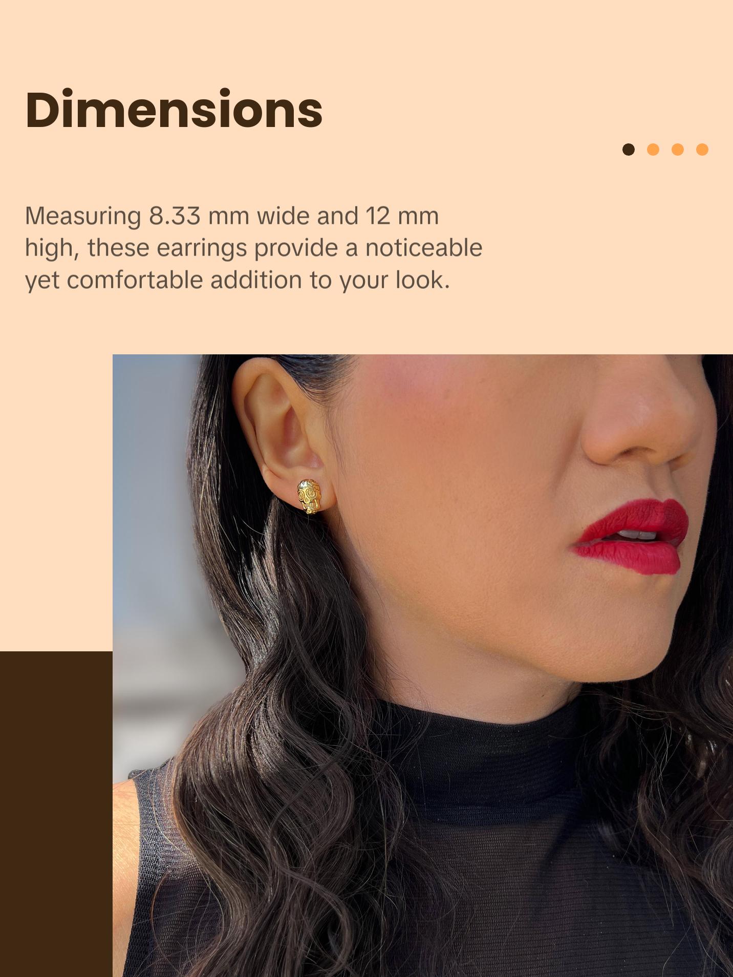 SONIA HOU Day of the Dead Skull Stud Earrings - 18K Gold Over Sterling Silver | S925 Dia De Los Muertos Chic Fashionable Exquisite Fashion Design