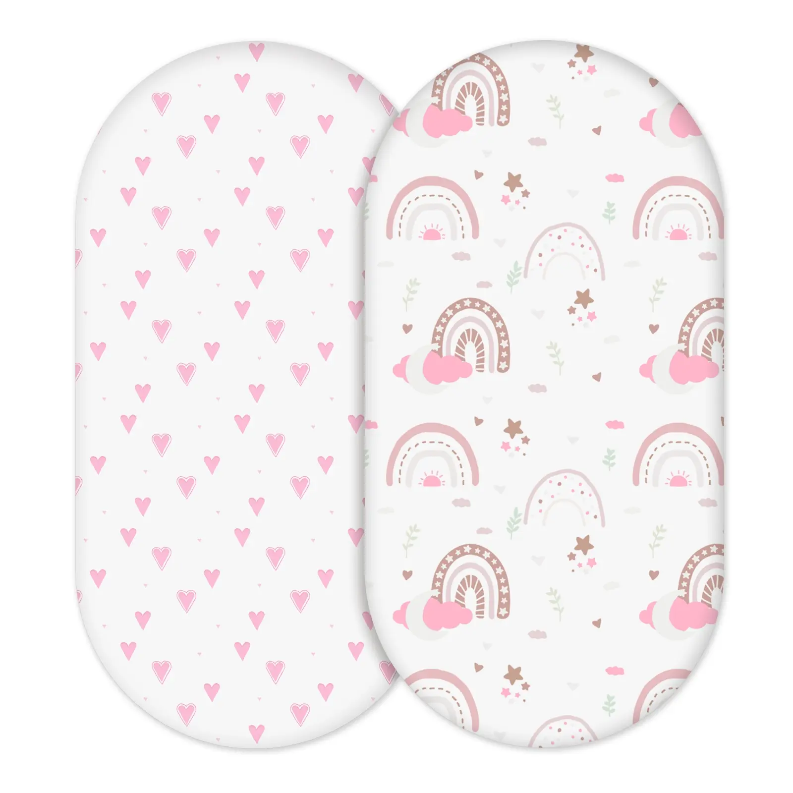 2-Pack Organic Bassinet Sheets for Girls Stretch, Soft Cozy Fitted Newborn Bassinet Mattress Sheet (32" x 16") Universal Fit for Hourglass, Oval, & Rectangle Mattresses Gentle Soft Bedding Cradle Sheets