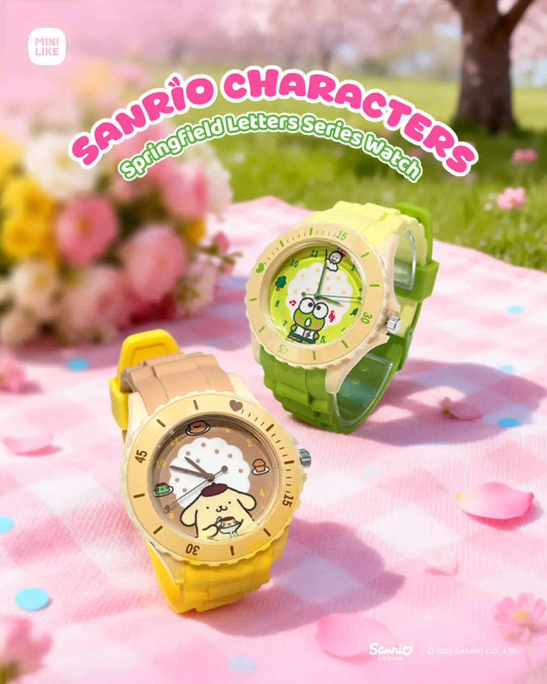 Sanrio Characters Springfield Letters Series Watch Cute Kawaii Fashion Wrist Watch Gift for Women Girls